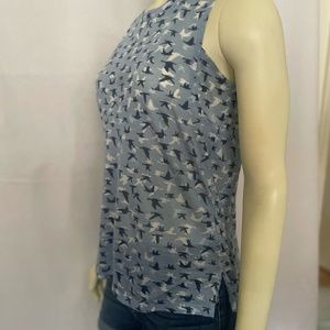 Prana Blue Bird Print Cotton Tank top size Small